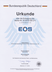 EOS Trade Mark Certificate